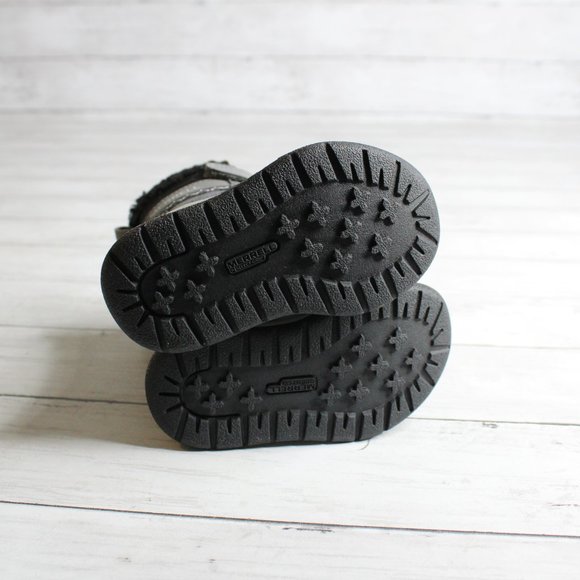 Merrell Baby Boy Winter Snow Boots Infant Size 5 Black Gray - Picture 8 of 8